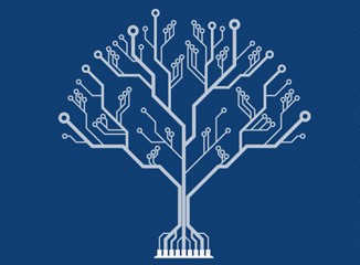 Animated illustration of a digital electric tree