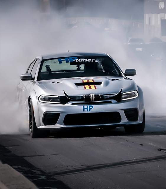 Dodge Charger SRT Hellcat with bullhorns smoking its tires