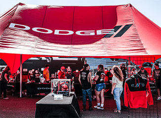 Merch tent at the Dodge Roadkill Nights event