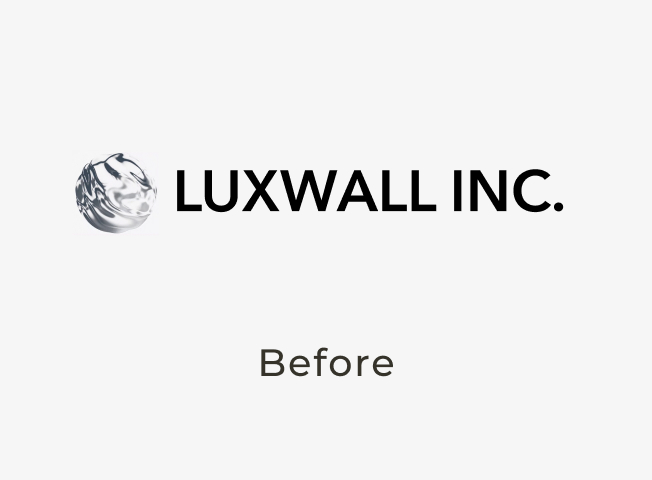 Luxwall’s previous logo and their new logo created by the JRT agency