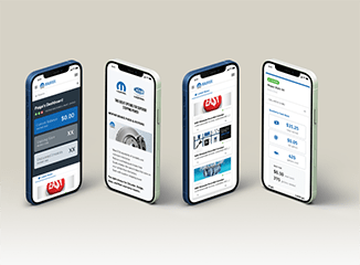 Mopar website on four mobile phone screens