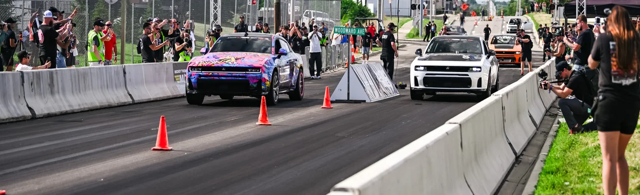Roadkill Nights dragster burnout at a Dodge event
